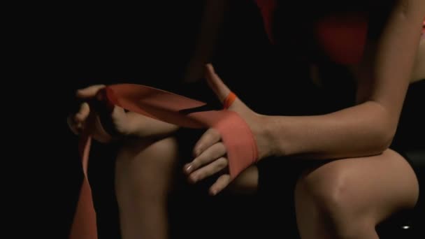 Kadın Boks Maçı Için Hazır Olun Film Sinema Tarzı — Stok video