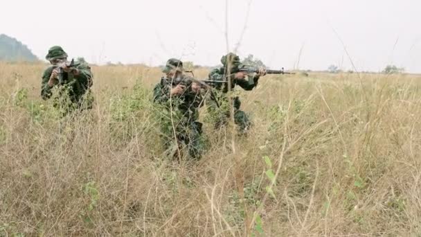 Militaire Soldaten Trainen Het Veld — Stockvideo