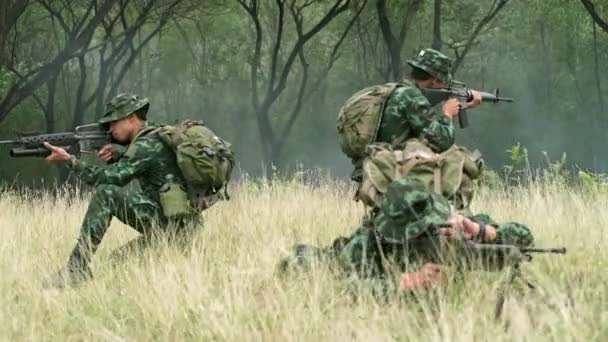 Soldados Militares Entrenando Campo — Vídeos de Stock