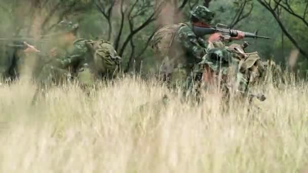 Askerler Sahada Eğitim Görüyor — Stok video