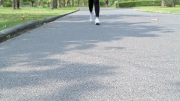 Una Mujer Corriendo Parque Una Joven China Corriendo Parque Delante — Vídeos de Stock