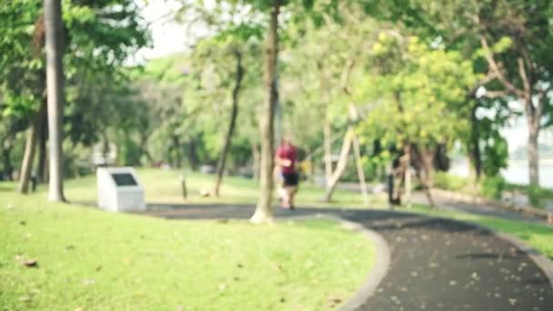 Hombre Corriendo Parque Hombre Blanco Sin Camisa Muy Forma Con — Vídeos de Stock