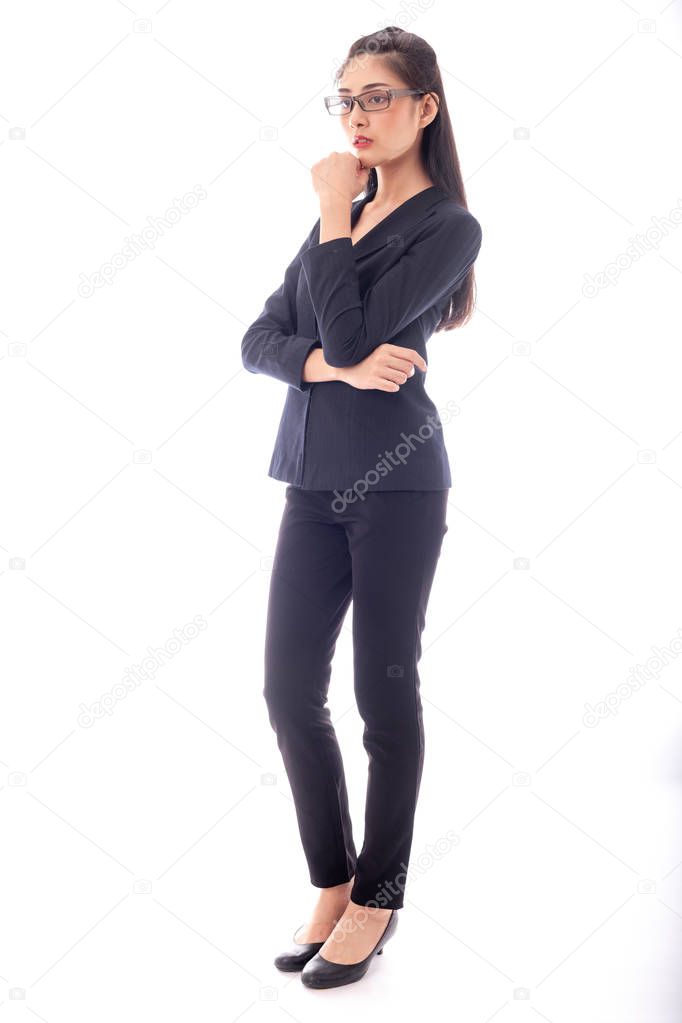Thinking business woman portrait. 