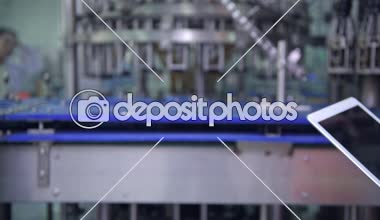 Kadın mühendis fabrika içinde işte. Büyük fabrikasında çalışan güzel genç Çinli mühendis. Kask ve ceket ile. Arka planda yüksek teknoloji otomatik makine. 