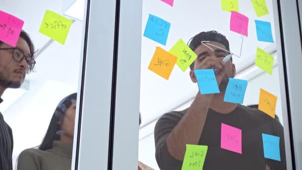 Reunión Negocios Pequeña Reunión Negocios Sala Equipo Chino Con Hombre — Vídeos de Stock