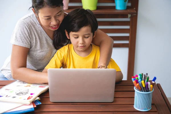 Children Homework Young Mixed Race Boy Doing Homework Terrace Home — Stock Photo, Image