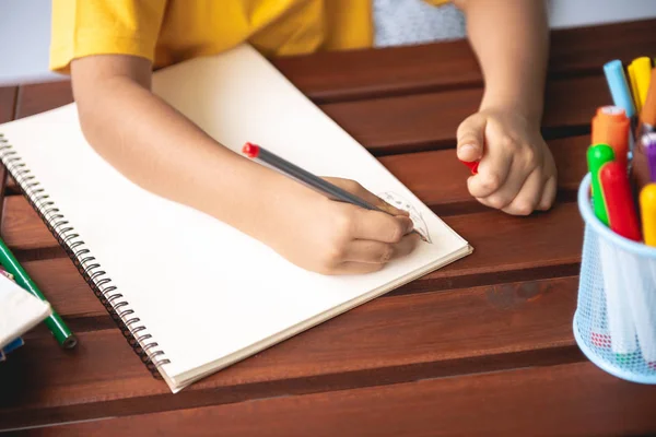 Children Homework Young Mixed Race Boy Doing Homework Terrace Home — Stock Photo, Image