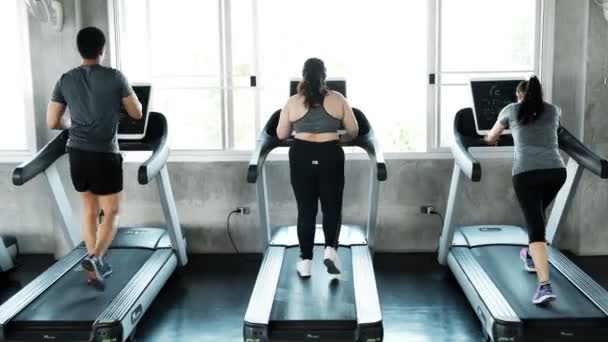 Group Asian People Start Running Treadmill Senior Man Woman Young — Stock Video