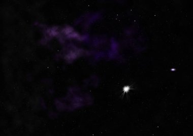 Evrendeki sonsuz uzay alanının küçük bir parçası. Bu görüntünün elementleri NASA tarafından döşenmiştir. 3B görüntüleme