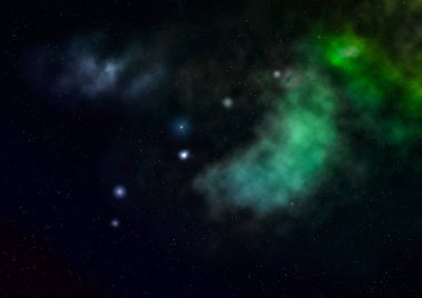 Uzaya karşı parlayan nebula ve yıldız alanı. Bu görüntünün elementleri NASA tarafından desteklenmektedir .