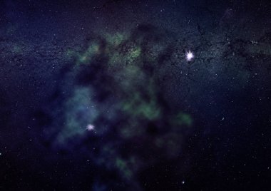 Uzaya karşı parlayan nebula ve yıldız alanı. Bu görüntünün elementleri NASA tarafından desteklenmektedir .