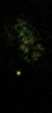 Uzayda bir yıldız alanı bir nebula ve gaz yoğunluğu. Bu görüntünün elementleri NASA tarafından döşenmiştir. 3B görüntüleme