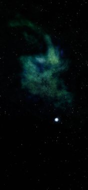 Evrendeki sonsuz uzay alanının küçük bir parçası. Bu görüntünün elementleri NASA tarafından döşenmiştir. 3B görüntüleme