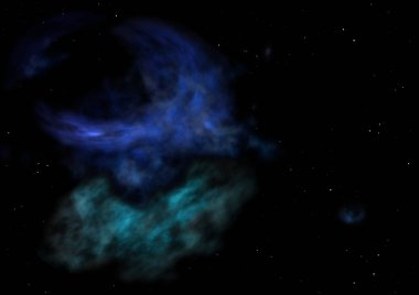 Uzayda bir yıldız alanı ve bir nebula