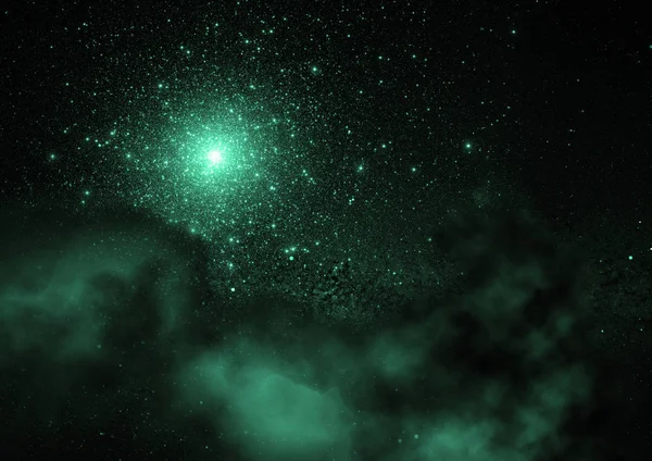 Campo estelar no espaço e uma nebulosa — Fotografia de Stock