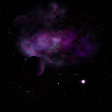 Uzayda bir yıldız alanı ve bir nebula