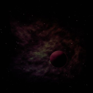 Gezegene yıldız ve bulutsunun karşı bir alanda. Nasa tarafından döşenmiş bu görüntü unsurları. 3D render.