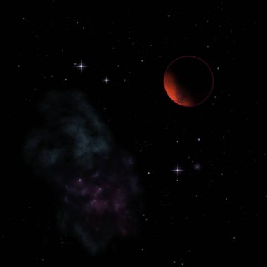 Kuruyorsun gezegenler yıldız ve bulutsunun karşı bir alanda. Nasa tarafından döşenmiş bu görüntü unsurları. 3D render