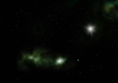 Uzayda bir yıldız alanı bir nebula ve gaz yoğunluğu. Bu görüntünün elementleri NASA tarafından döşenmiştir. 3B görüntüleme