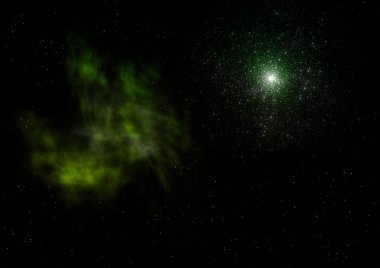 Uzayda bir yıldız alanı ve bir nebula
