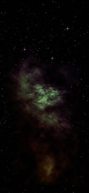 Uzayda bir yıldız alanı ve bir nebula