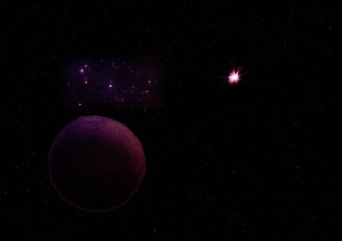 Gezegene yıldız ve bulutsunun karşı bir alanda. Nasa tarafından döşenmiş bu görüntü unsurları. 3D render.