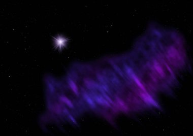 Uzayda bir yıldız alanı ve bir nebula. 3B görüntüleme