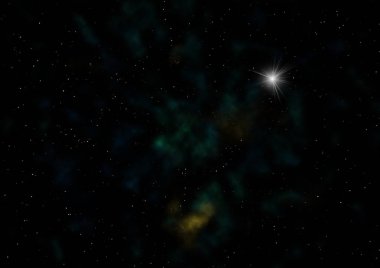 Uzaya karşı parlayan nebula ve yıldız alanı. Bu görüntünün elementleri NASA tarafından desteklenmektedir .