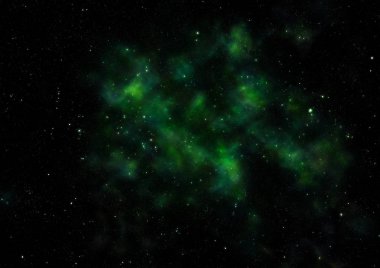 Uzayda bir yıldız alanı bir nebula ve gaz yoğunluğu. 