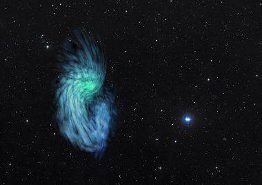 Uzaya karşı parlayan nebula ve yıldız alanı. 