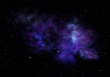 Uzaya karşı parlayan nebula ve yıldız alanı. Bu görüntünün elementleri NASA tarafından döşenmiştir. 3B görüntüleme.