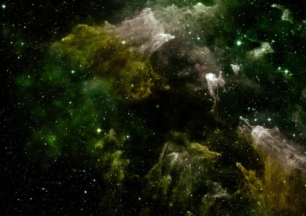 Campo estelar no espaço e uma nebulosa. Renderização 3D — Fotografia de Stock