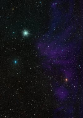Sonsuz bir yıldız alanının küçük bir parçası. 3B görüntüleme