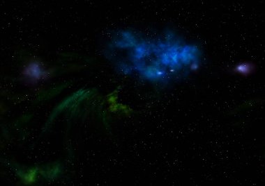 Uzayda bir yıldız alanı bir nebula ve gaz yoğunluğu. Bu görüntünün elementleri NASA tarafından döşenmiştir. 3B görüntüleme