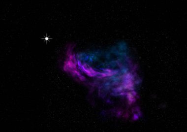 Evrendeki sonsuz uzay alanının küçük bir parçası. Bu görüntünün elementleri NASA tarafından döşenmiştir. 3B görüntüleme