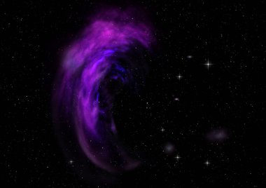 Uzaya karşı parlayan nebula ve yıldız alanı. Bu görüntünün elementleri NASA tarafından döşenmiştir. 3B görüntüleme.