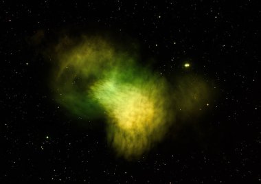 Uzaya karşı parlayan nebula ve yıldız alanı. Bu görüntünün elementleri NASA tarafından döşenmiştir. 3B görüntüleme.