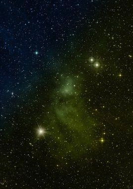 Uzayda bir yıldız alanı bir nebula ve gaz yoğunluğu. Bu görüntünün elementleri NASA tarafından döşenmiştir. 3B görüntüleme