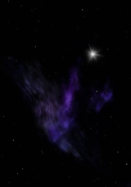 Uzayda bir yıldız alanı ve bir nebula