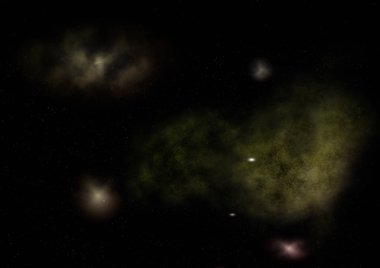 Uzayda bir yıldız alanı ve bir nebula