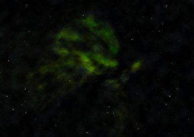 Uzayda bir yıldız alanı ve bir nebula. 3B görüntüleme