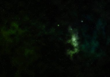 Uzakta parlayan nebula ve yıldız alanı,