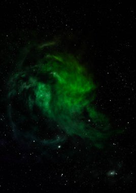 Uzaya karşı parlayan nebula ve yıldız alanı. Bu görüntünün elementleri NASA tarafından döşenmiştir. 3B görüntüleme.