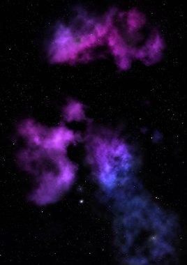 Uzaya karşı parlayan nebula ve yıldız alanı. Bu görüntünün elementleri NASA tarafından döşenmiştir. 3B görüntüleme.