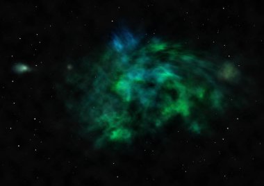 Uzayda bir yıldız alanı bir nebula ve gaz yoğunluğu. Bu görüntünün elementleri NASA tarafından döşenmiştir. 3B görüntüleme