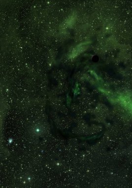 Uzayda bir yıldız alanı bir nebula ve gaz yoğunluğu. Bu görüntünün elementleri NASA tarafından döşenmiştir. 3B görüntüleme