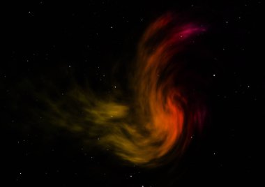 Uzayda bir yıldız alanı ve bir nebula. 3B görüntüleme