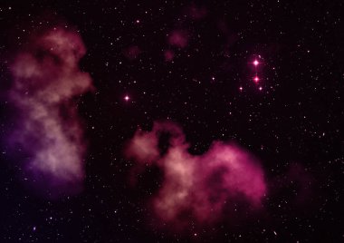 Uzayda bir yıldız alanı ve bir nebula. 3B görüntüleme