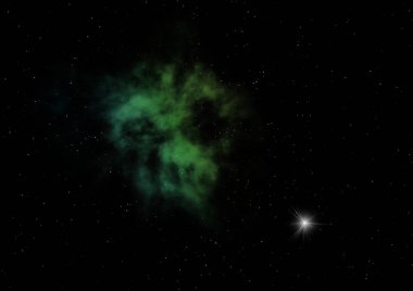 Evrendeki sonsuz uzay alanının küçük bir parçası. Bu görüntünün elementleri NASA tarafından döşenmiştir. 3B görüntüleme