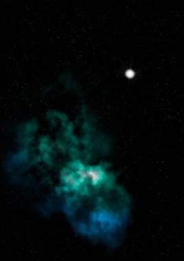 Uzayda bir yıldız alanı bir nebula ve gaz yoğunluğu. Bu görüntünün elementleri NASA tarafından döşenmiştir. 3B görüntüleme